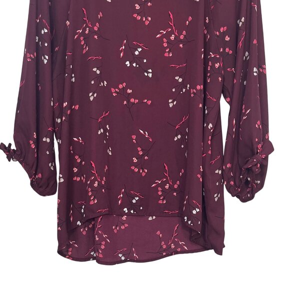 Papermoon Blouse Shirt Womens XXL Burgundy Floral Print - Picture 4 of 9